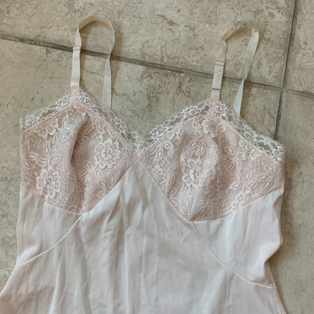 Vintage Pink Lace Slip Dress - Picture 2 of 4